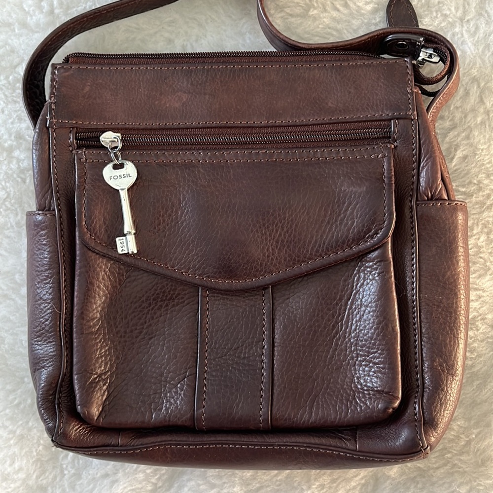 Fossil Vintage Brown Leather Crossbody Bag